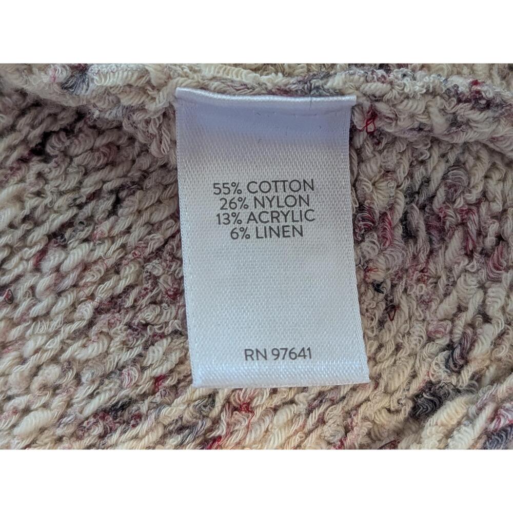 Pure Jill Short Sleeve Knit Sweater Womens MP Beige Speckled Minimalist Soft - Picture 10 of 11